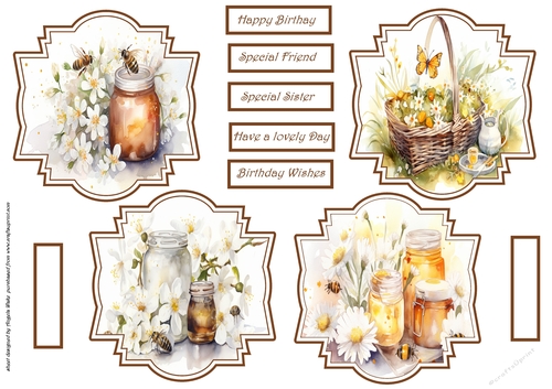 Honey, bees and flowers toppers