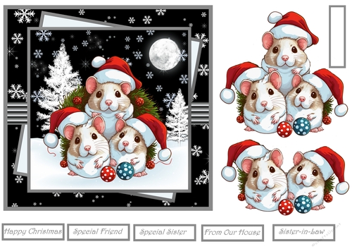 Christmas mice and tree 7x7