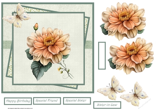 Dahlia and butterfly 7x7