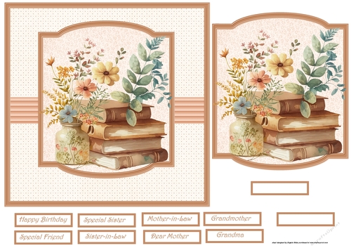 Flowers and books 7x7