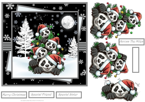 Christmas Pandas 7x7