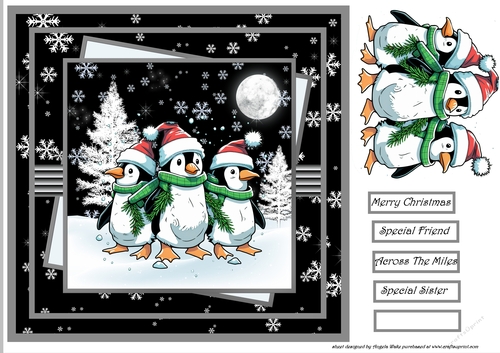 Christmas penguins 8x8 