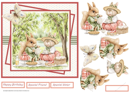 Animal friends having a picnic 7x7