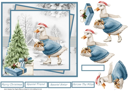 Ice skating goose 7x7