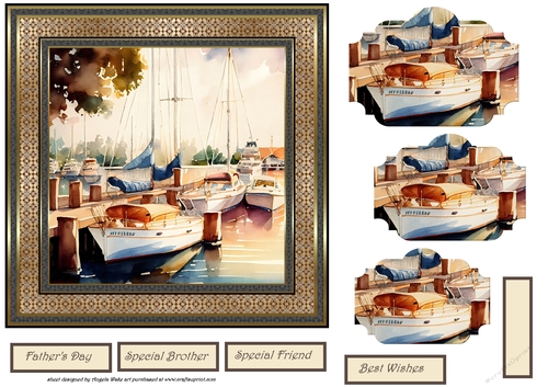 Boats in the marina 7x7