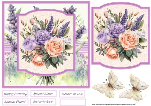 Roses and lavender 7x7 card 
