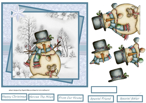 Snowman and mouse friend 7x7