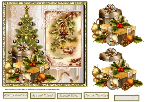 Christmas tree and baubles 7x7