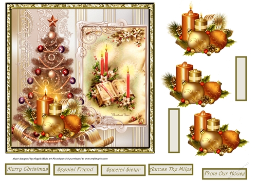Christmas candles and baubles 7x7