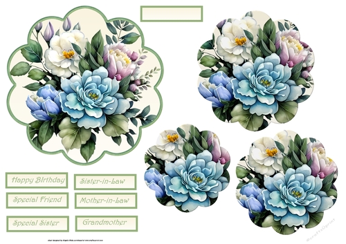 Blue flowers scallop