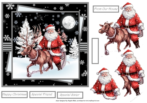 Santa and his reindeer 7x7