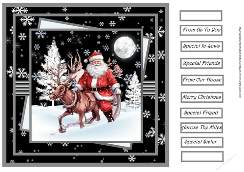 Santa and  reindeer 8x8