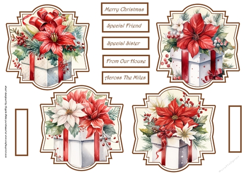 Floral Christmas gifts toppers