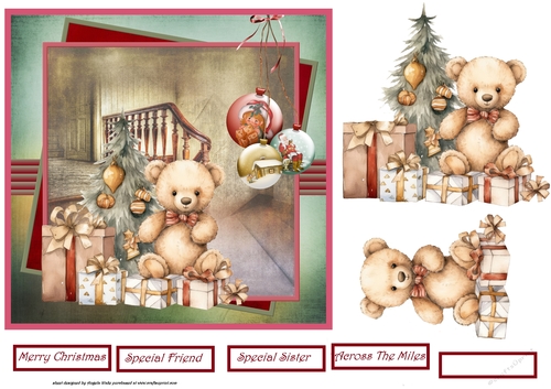 Teddy Vintage Christmas 7x7