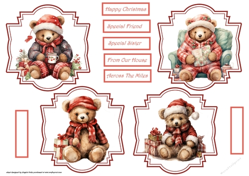 Christmas teddy bears toppers