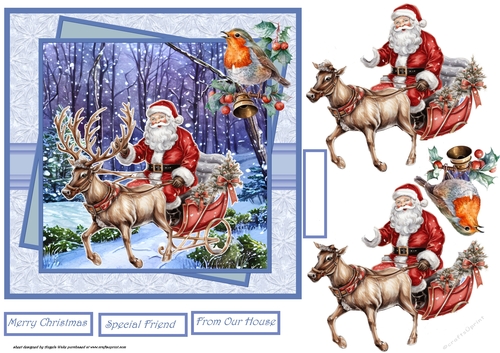 Santa on his sledge 7x7