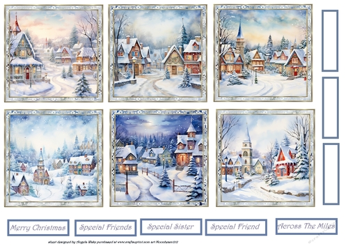 Winter Christmas village toppers