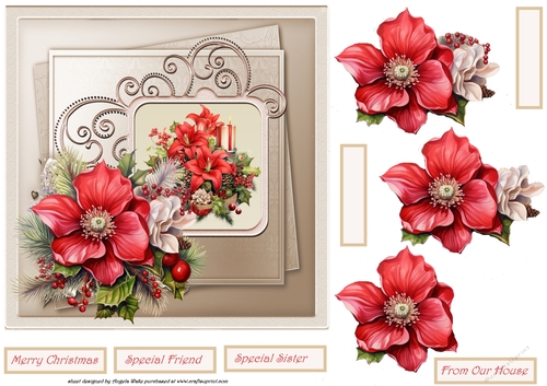 Red festive flowers and candles 7x7