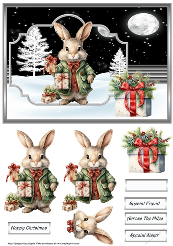 Christmas bunny A5 card