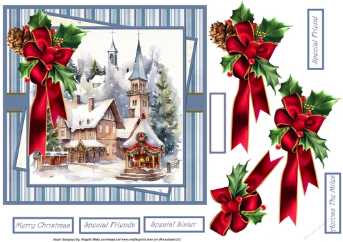 Village church at Christmas 7x7