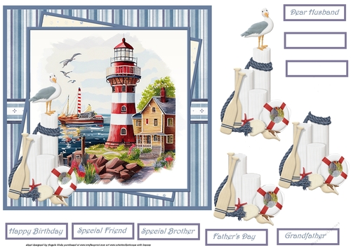 Lighthouse and boat 7x7