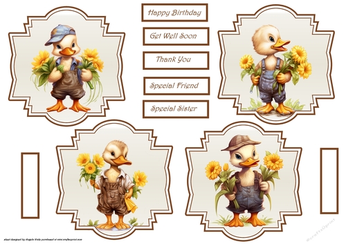Happy Ducks with flowers toppers