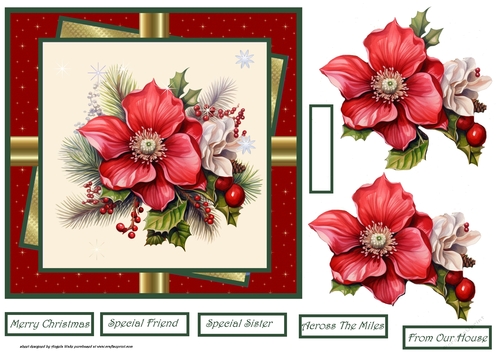 Festive flowers and berries 7x7