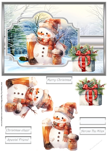 Snowman Christmas cheer A5