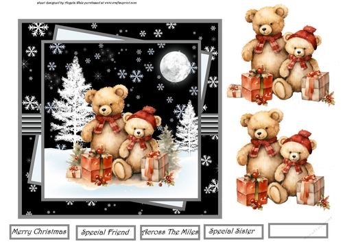 Teddy bears at Christmas 7x7