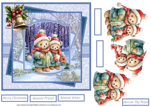 teddy bears taking gifts 7x7