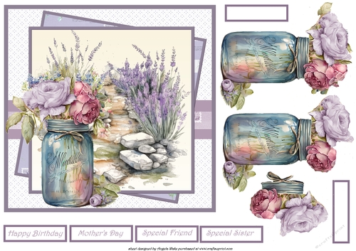 Mason jar of flowers 7x7