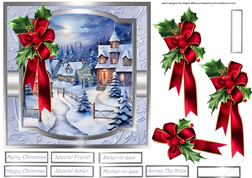 Village church and holly 7x7