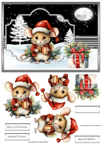 Christmas mouse A5 card