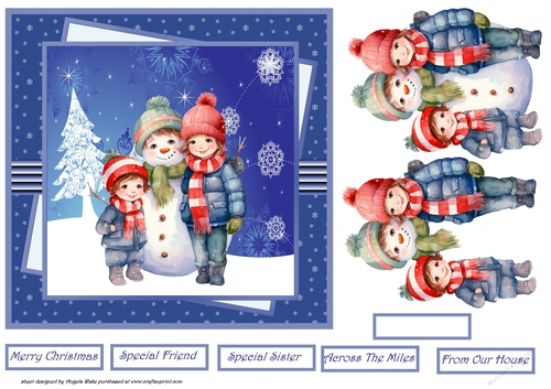 Snowman and friends 7x7