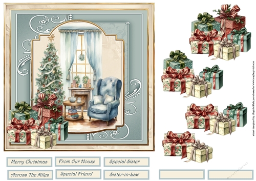 Christmas tree and gifts 7x7