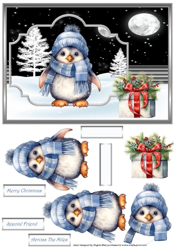 Winter penguin A5 card