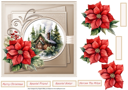 Winter cabin at Christmas 7x7