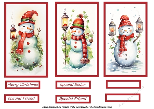 Snowman and lamps toppers