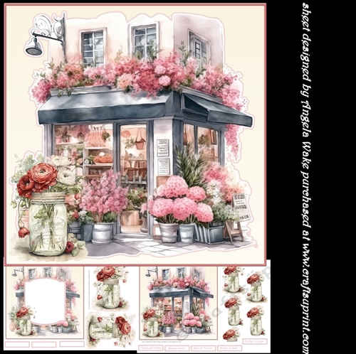 The flower shop 7x7, sentiment tiles, decoupage, insert and gift tags