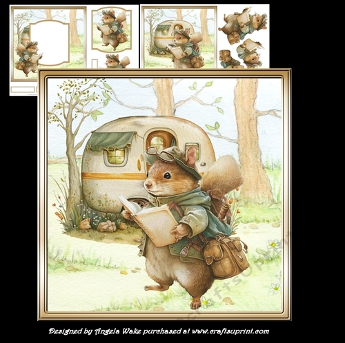 Squirrel adventure 7x7, sentiment tiles, decoupage, insert, topper and decoupage , blank sentiment tiles