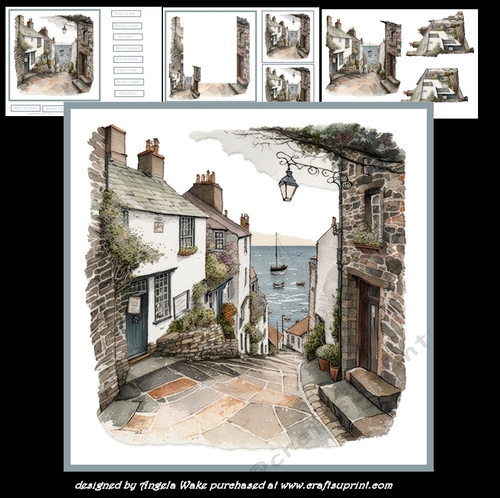 Cornish street 7x7 with sentiment tiles, decoupage, insert and gift cards