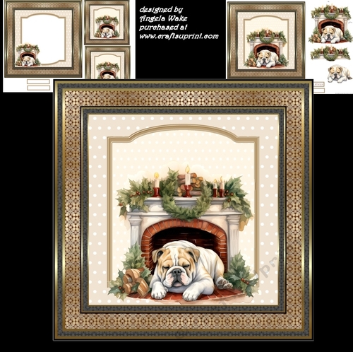 Bull dog sleeping 7x7 and insert