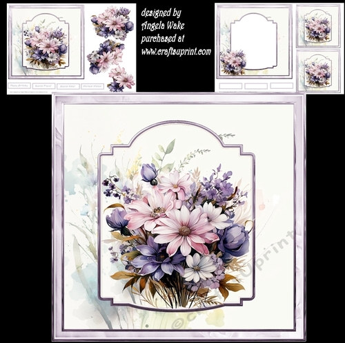 Mixed flowers 7x7, decoupage, insert, gift cards, sentiment tiles