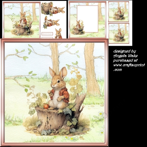 Rabbit in woodland 7x7