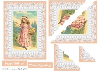 Flower Girl Lace Framed with Pearls