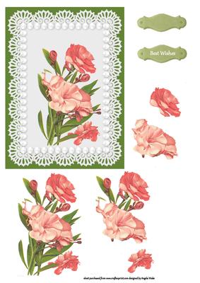 Pink Floral with Lace and Pearls