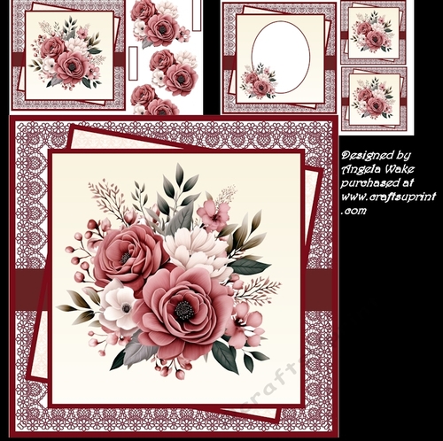 Burgandy flowers 7x7