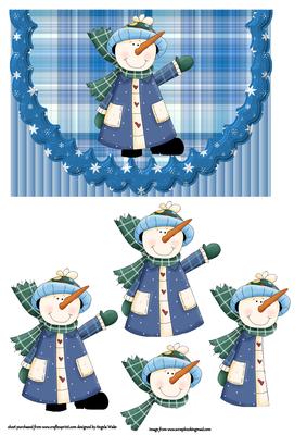 Snowman Tom Dressed in His Best Coat and Hat Quick Scallop C