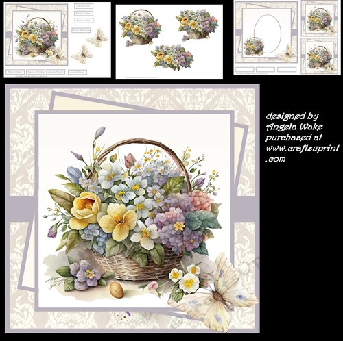 Basket of Easter flowers 7x7, 
