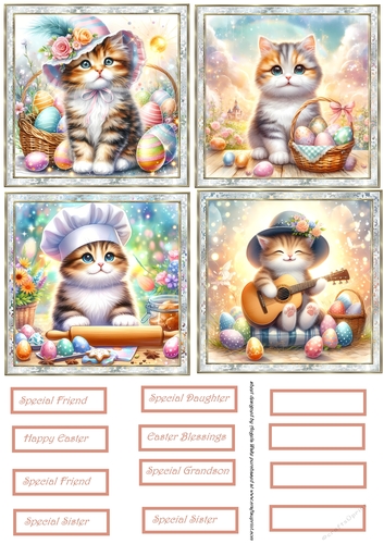 Easter kittens toppers 4x4